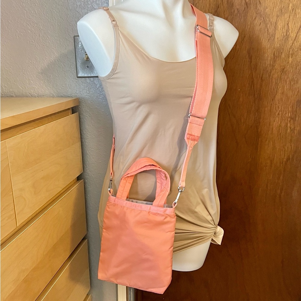 Compact Coral Crossbody Tote - Lightweight Everyday Bag